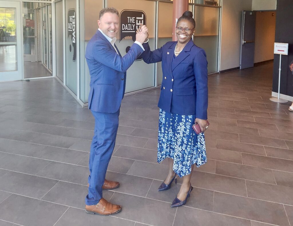 ACPHS RSC Merger Photo from 06.03.26 President Matt Shaftel and President Toyin Tofade